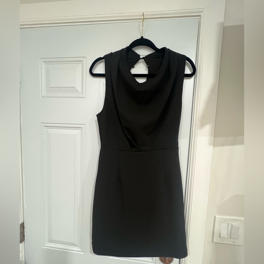 Black Sheath Cocktail Dress with Cowl Neck